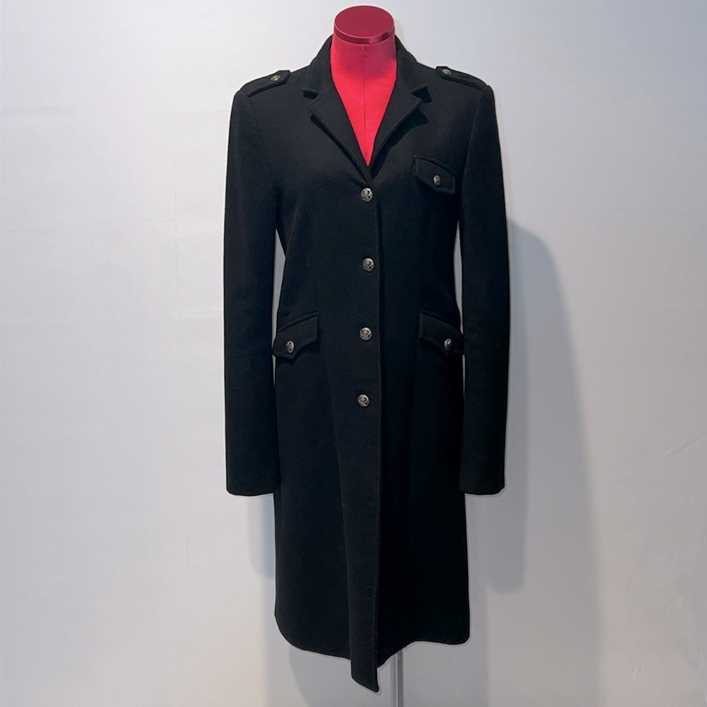 Georgie Brand Black Single Breasted Wool Winter Coat with Metal Buttons!